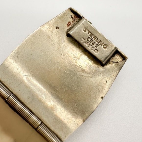 Taxco Mexican Sterling Silver Aztec Panel Bracelet w Hand Carved Onyx Signed JPR - Picture 9 of 13